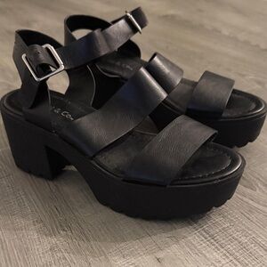 Chunky Black Platform Sandals